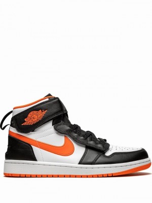 Air Jordan 1 Nike FlyEase Hombre Blancas Negras Naranjas | NWD-908347