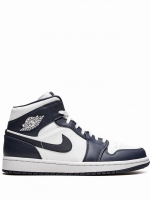 Air Jordan 1 Nike Mid Hombre Blancas Azules | DXS-708352