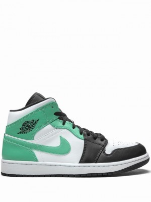Air Jordan 1 Nike Mid Hombre Negras Verde Blancas | KXE-309567
