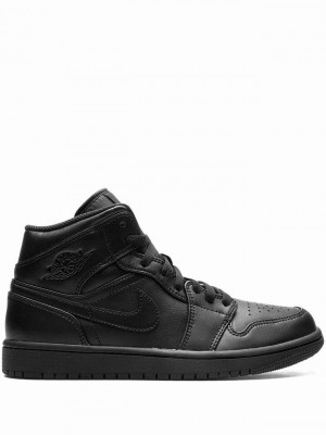 Air Jordan 1 Nike Mid Hombre Negras | VIJ-314709