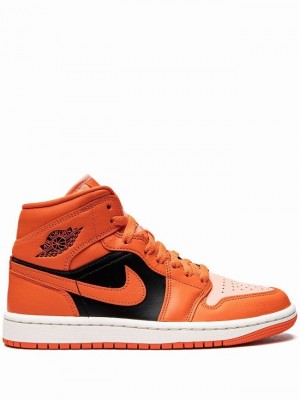 Air Jordan 1 Nike Mid SE Mujer Naranjas Negras | IGH-724093