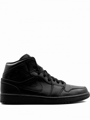 Air Jordan 1 Nike Mid Triple Hombre Negras | FMI-264519