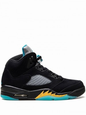 Air Jordan 5 Nike Retro Aqua Hombre Negras | PGV-257036