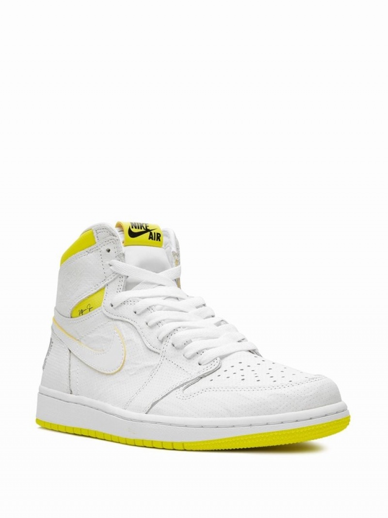Air Jordan 1 Nike High Top Hombre Blancas Amarillo | FSX-730154