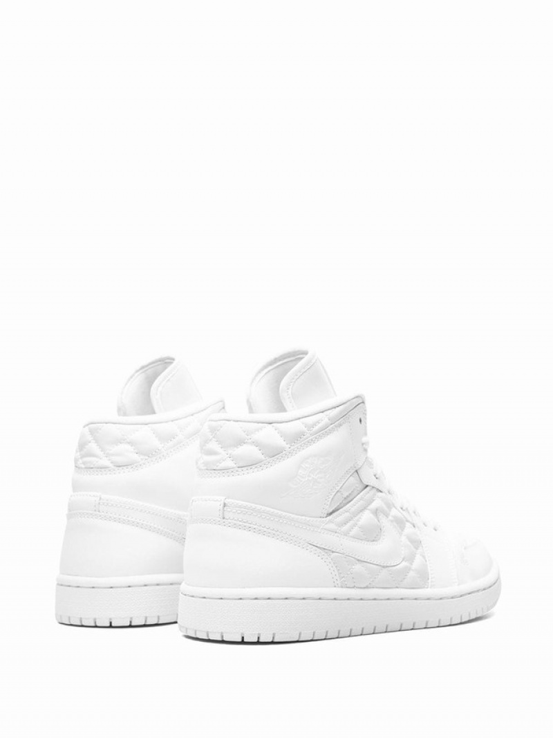 Air Jordan 1 Nike Mid Acolchado White Mujer Blancas | CQN-301965