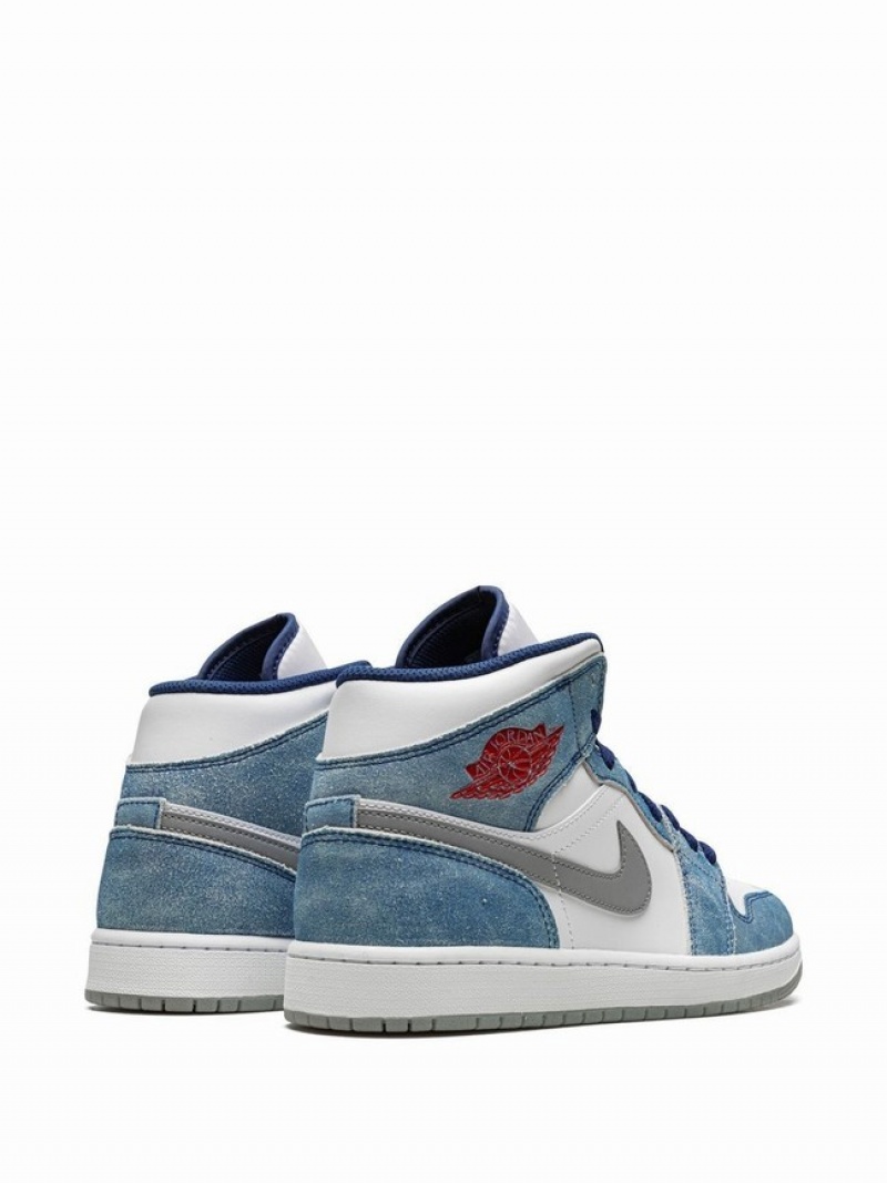 Air Jordan 1 Nike Mid French Hombre Blancas Azules | IDG-105872