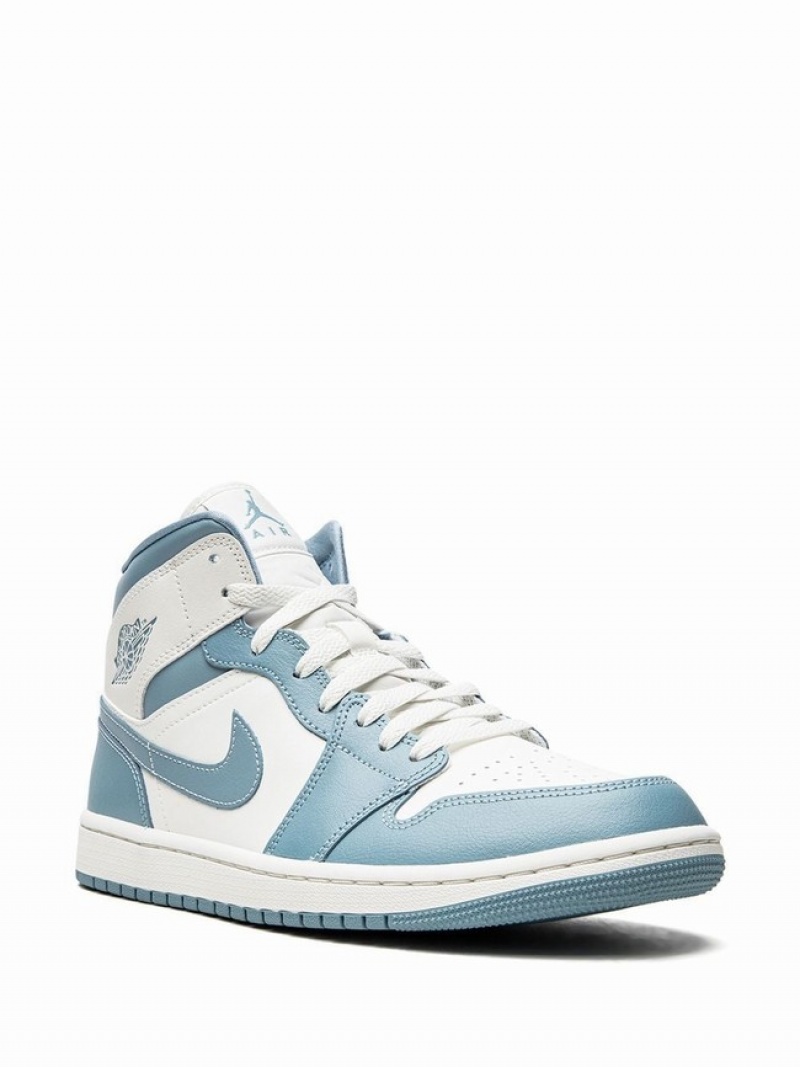 Air Jordan 1 Nike Mid UNC Mujer Blancas Azules | WSY-072934