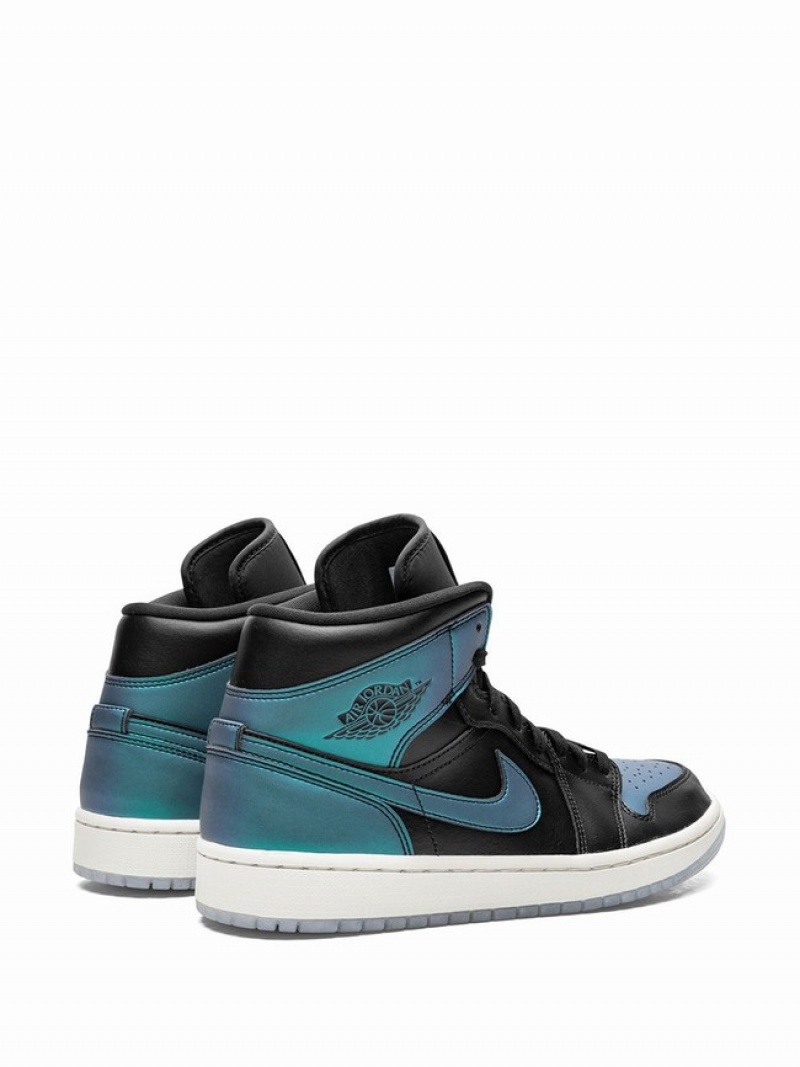 Air Jordan 1 Nike Wmns Mid Mujer Negras Azules | URZ-173208